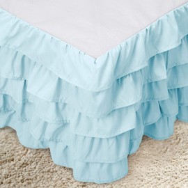 Elegant Comfort Leila Collection Multi-Ruffle Bed Skirt, 1500 Thread Count Egyptian Quality, Easy Fit Dust Ruffle, 15 inch Drop, Wrinkle and Stain Resistant, MultiRuffle, Full, Baby Blue