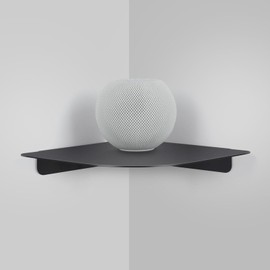 aplslpa 8" Floating Corner Shelf, Metal Corner Shelf Wall Mount for Wall Storage, for Smart Home, Speakers, Internet Router, Security Camera - for Bathroom, Kitchen, Bedroom, and Living Room (Black)