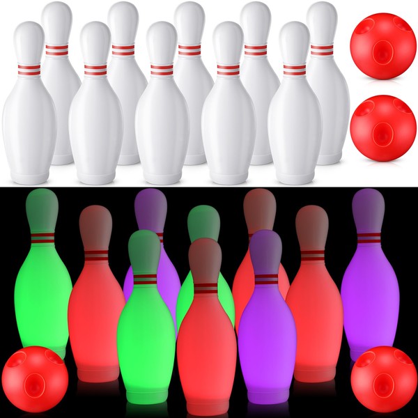 Halloscume 2 Set Light Up Bowling Set Includes 20 Pins