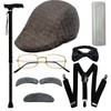 Old Man Costume for Kids Costume Accessories Cane Hat Glasses