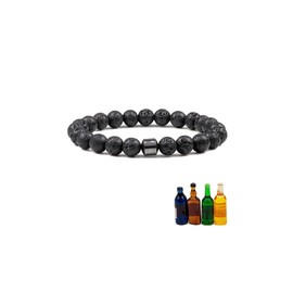 HLZMZQF Glame Anti Alcohol Bracelet for Women Men Beaded Sobriety Bracelets Adjustable Hemys Hematite Reduce the Urge to Drink Cravings Relieve Anxiety Stress Jewelry Gift (Bracelet-A)