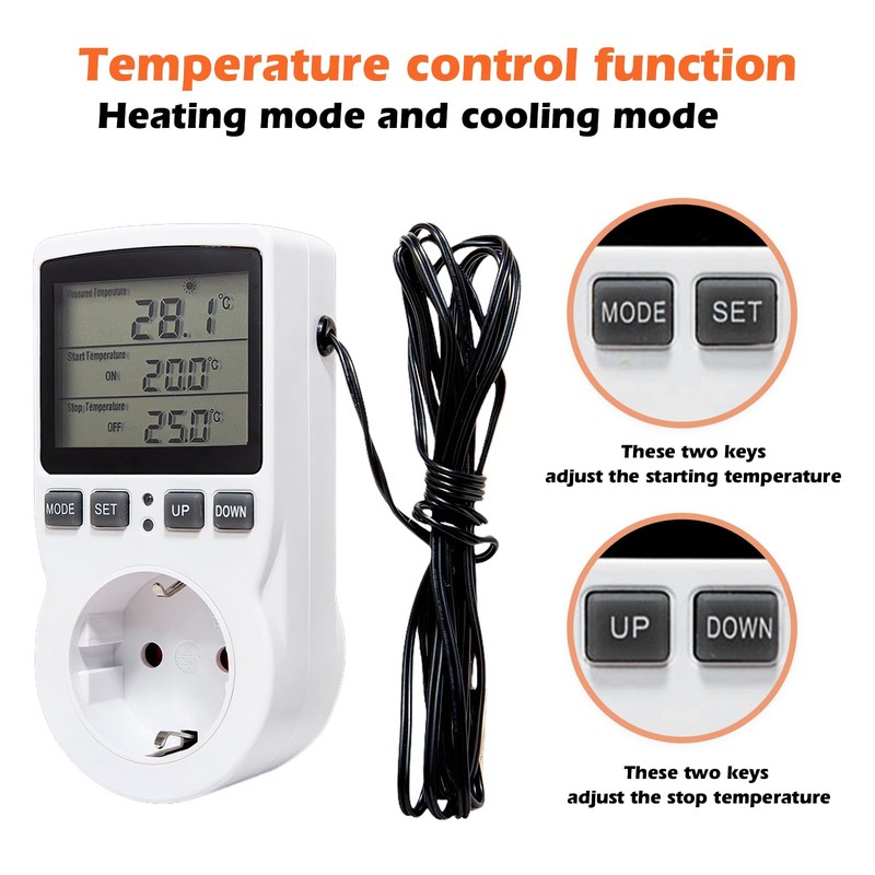 Thermostat Socket Temperature Controller Temperature Switch Socket Thermostat: 230 V