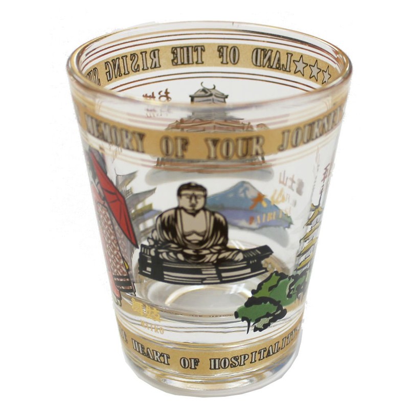 Collectible Shot Glass Japanese Sightseeing Memory Design