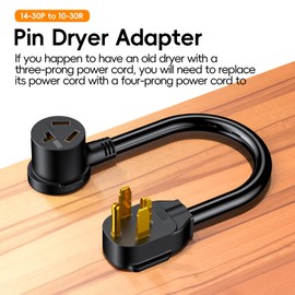 1.5FT Dryer Outlet Adapter,3 Prong to 4 Prong Dryer Adapter, NEMA 14-30P Male to 10-30R Female, Dryer Cord Adapter 4 to 3 Prong, STW 10AWG, 30A, 250V, 4Prong to 3 Prong Dryer Adapter, 3 to 4 Prong Dry