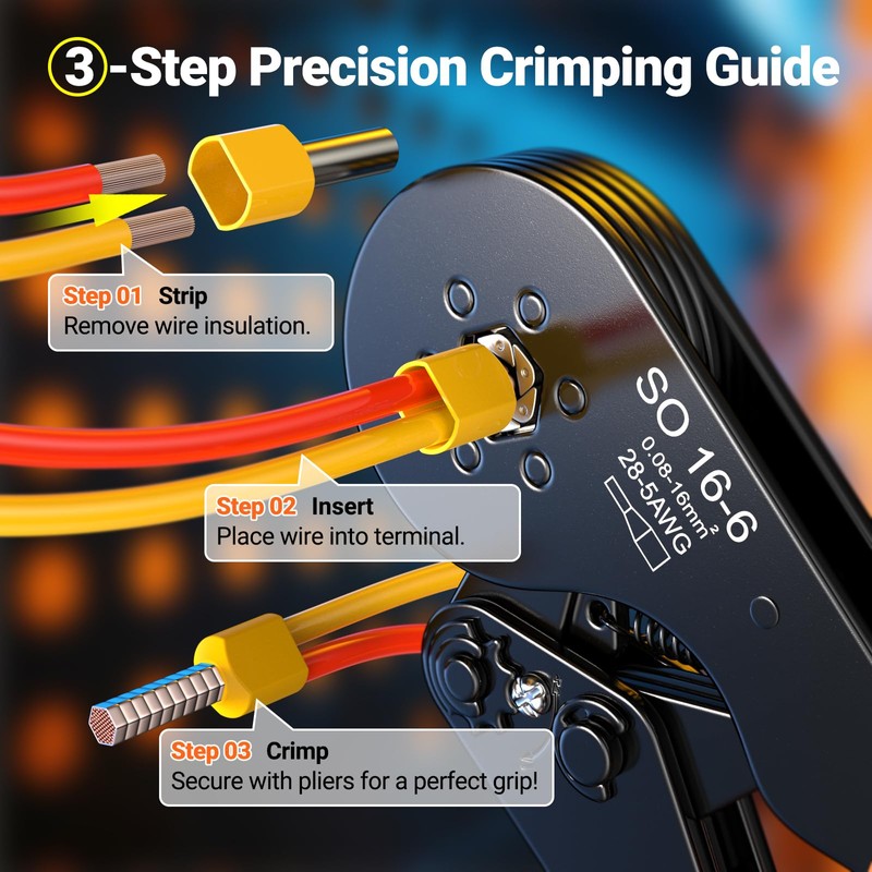 Preciva Ferrule Crimping Tool Kit, Self-Adjustable Ratchet Crimper for AWG