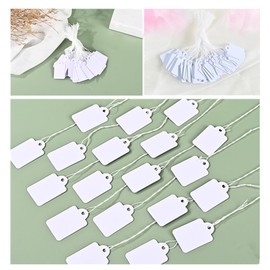 Wanfoou 500 Pieces Jewelry Tags with String, 25x15mm White Jewelry Price Tags Marking Tags Writable Blank Price Labels Display Tags with String for Jewelry Clothing Shoes