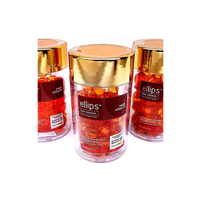 Ellipse Hair Vitamin Brown Bottle (50 Capsules) x 3 Piece