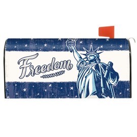 4TH of July Independence Day Freedom Mailbox Cover Size 18x21 Inch Patriotic American Flag Mailbox Cover Welcome Design Mailbox Wraps Post Letter Box Cover for Home Garden Yard Decor