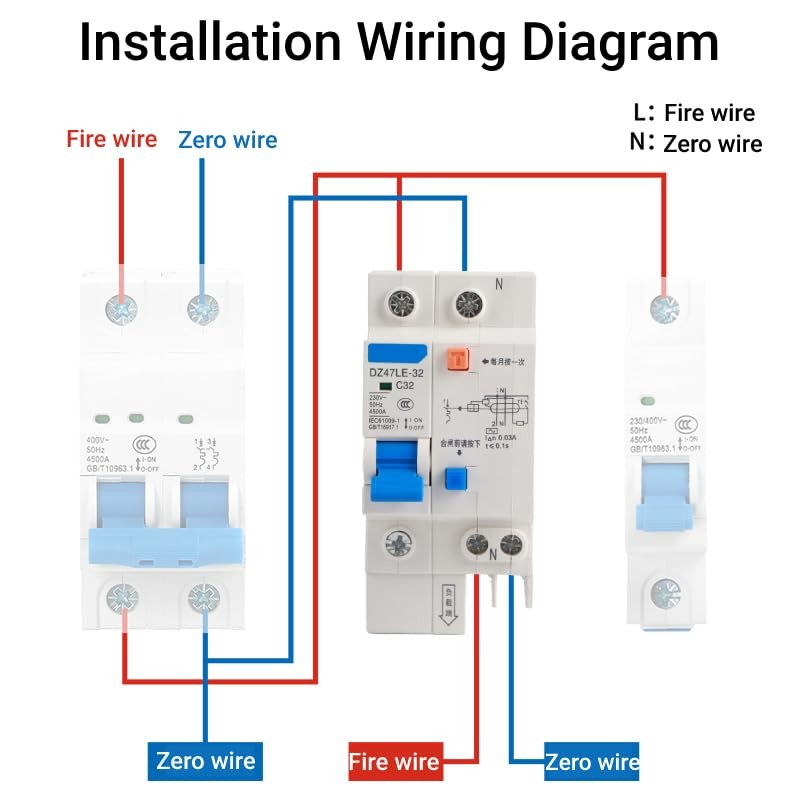 DZ47LE-32 1P+N C32 Miniature Circuit Breaker RCCB 30mA 230V for