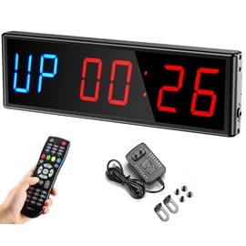 Ledbrigym Gym Timer 3 Inch Clock Fitness Home Tabata Boxing Count Down and Up with Remote (Blue Red)