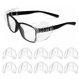 Safety Glasses Side Shields, PC Material, 5 Pairs, Universal Fit, Clear