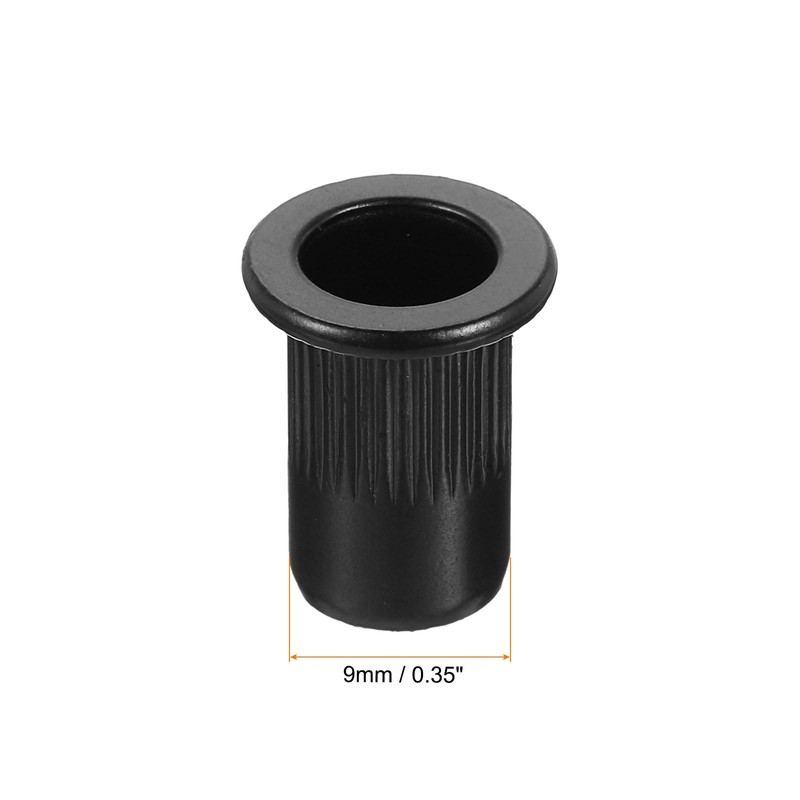 sourcing map M6 Rivet Nuts Carbon Steel Knurled Flat Head