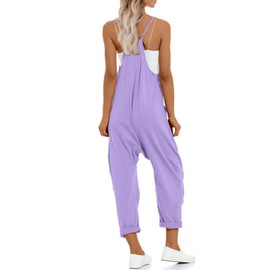UNIANKIYA One Piece Jumpsuits for women V Neck Sleeveless Loose Fit overalls Spaghetti Strap Harem Long Pants with Pockets