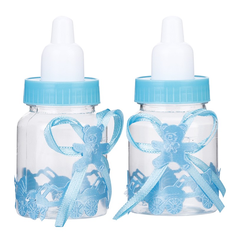 24pcs Lovely Plastic Milk Bottle Candy Box Fillable Bottle Baby