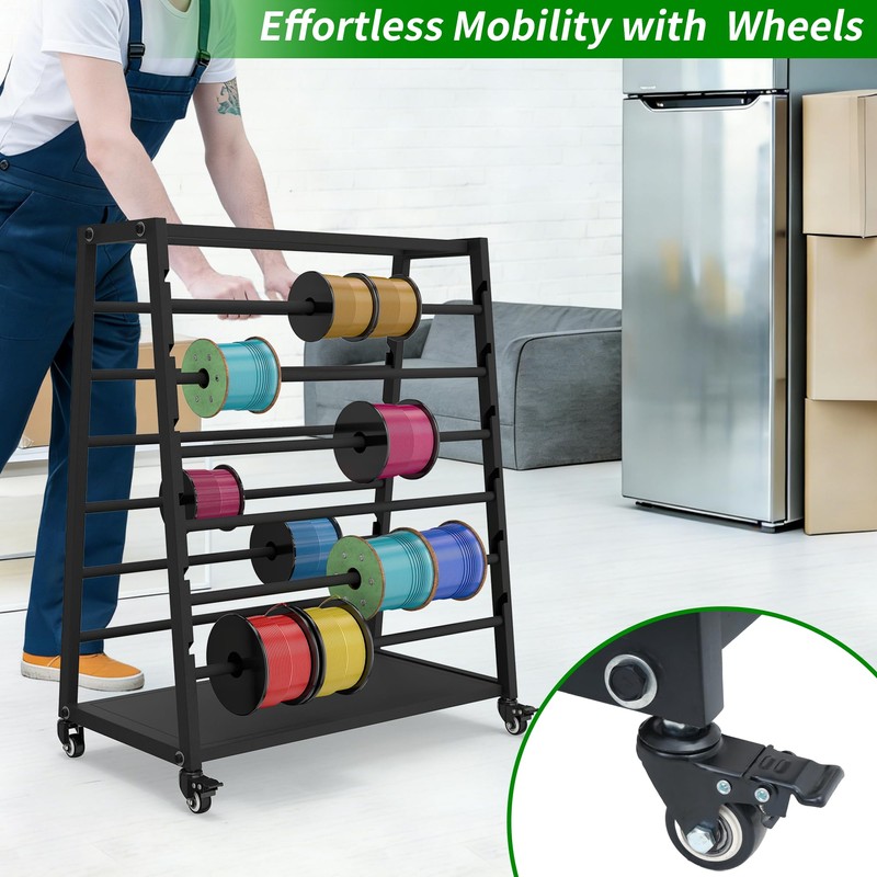 Wire Spool Rack,Heavy Duty Wire Spool Holder with 12 Adjustable