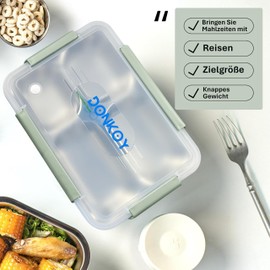Donkoy 304 Stainless Steel Lunch Box with 4 Compartments 1100 ml, You Can Store Different Foods Separately, Stainless Steel Tin, Ideal for All Ages: Perfect for Adults (Green)
