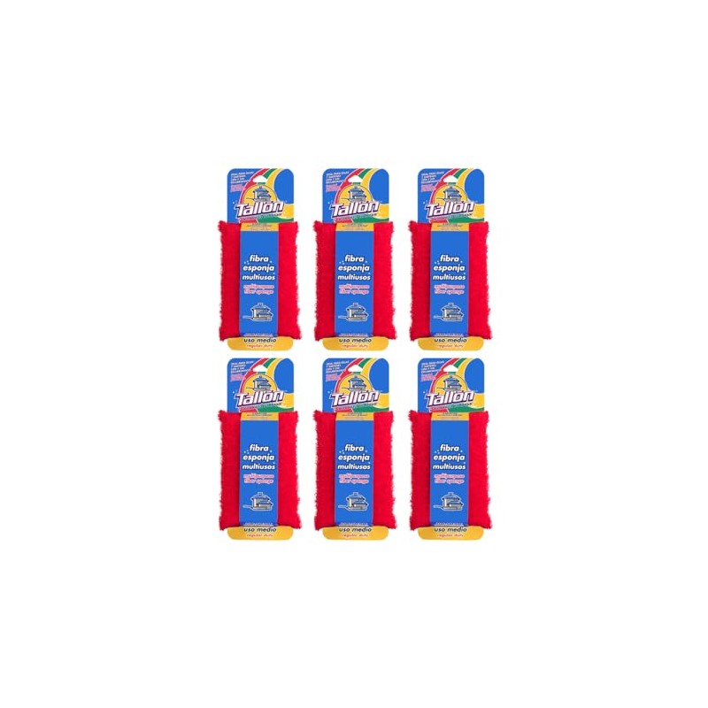 TALLÓN Fibra Esponja Multiusos para Cocina Paquete de 6 Piezas