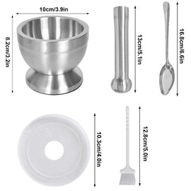 KYSUN Stainless Steel Mortar Bowl and Pestle, Mortar and Pestle Sets, Pill Crusher Bowl with lid/brush/spoon, Herb Pesto Spice Crusher, Pestle and Mortar Set, Food Spice Grinder for Herbs Pills Spices