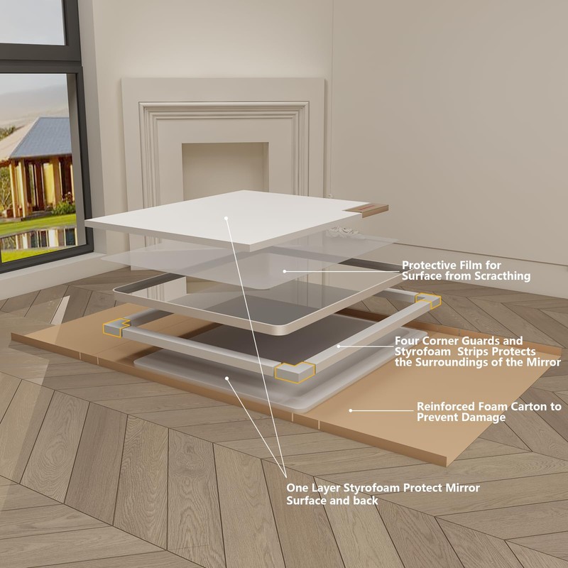 CHARMOR 24x32 Inch Brushed Nickel Bathroom Mirror, Rounded Rectangle Silver