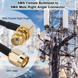 BLTIATLE SMA Cable 2 Pack 6inch SMA Female Right Angle to SMA Male Antenna Extension Cable RG316 SMA Extension Cable Compatible with 4G LTE Router, Cellular, RTL SDR Receiver