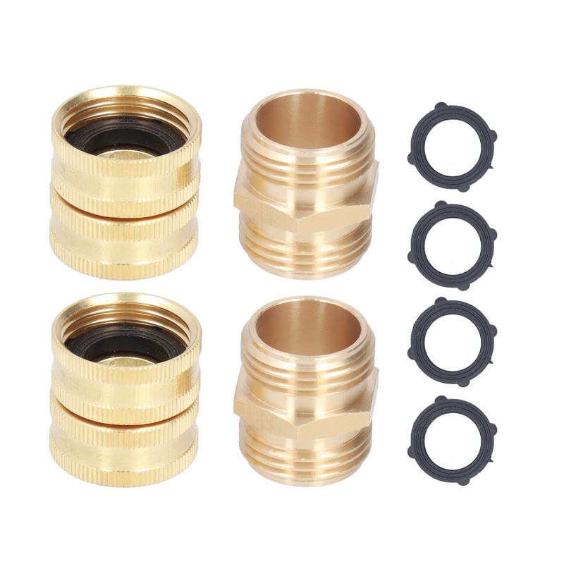 2Pairs 3/4in Brass Hose Adapter 2 Way Hose Adapter Durable