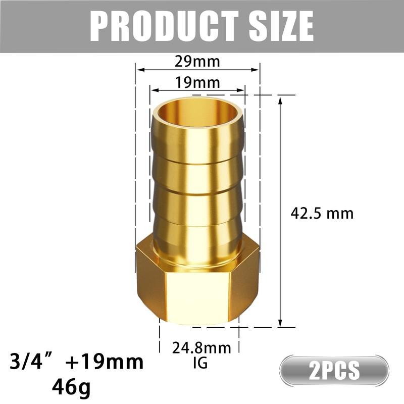Atisite Brass Hose Nozzle 19 mm Barb x 3/4 Inch