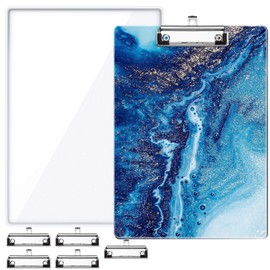 A4 Letter Size Clipboard Epoxy Resin DIY Casting Soft Silicone Molds + 5 Stainless Steel Low-Profile Clips, Retractable Hanging Hole Write Pad Draw Board Document Holder School Office Business