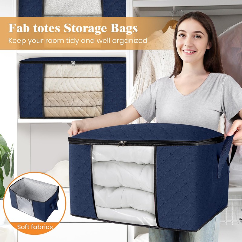 Fab totes 8 Pack Clothes Storage, Foldable Thick Fabric Blanket