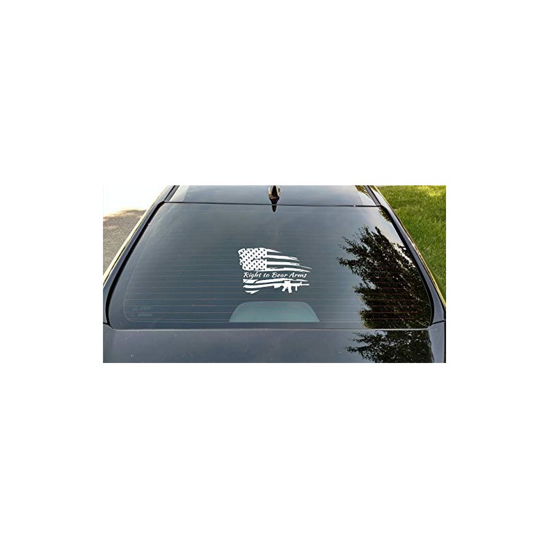 Distressed American Flag Right to Bear Arms Patriotic Vehicle Decal