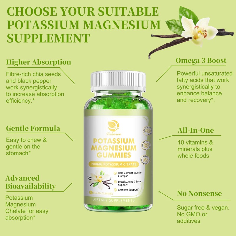 Lukaree Potassium Magnesium Gummies Magnesium Glycinate Potassium Citrate Plus Omega