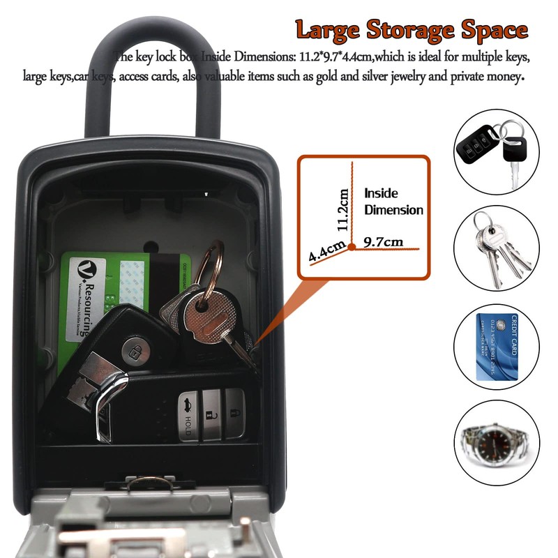 Extra Large Key Storage Security Lock,V-Resourcing Door Knob Mounted,Resettable 4