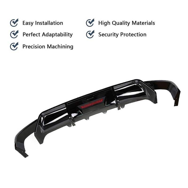 Rear Lip Bumper Diffuser w/LED Light Compatible with Toyota Camry