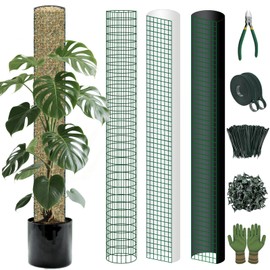10ft/20ft/40ft DIY Metal Mesh Sphagnum Moss Pole Monstera Plant Support Self Watering Plant Poles for Climbing Indoor Plants(20ft Coated Wire Mesh，8ft Plastic Moss Poles)