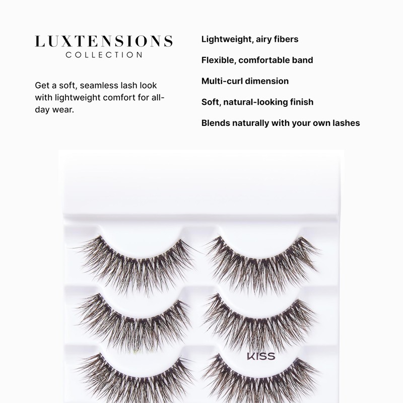 KISS Lash Couture LuXtensions Collection False Eyelashes, Flat Lash Technology,