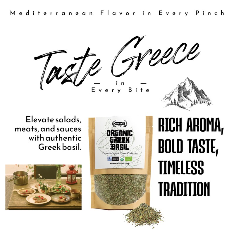 Apsogo Organic Greek Basil – Premium Dried Basil Leaves for