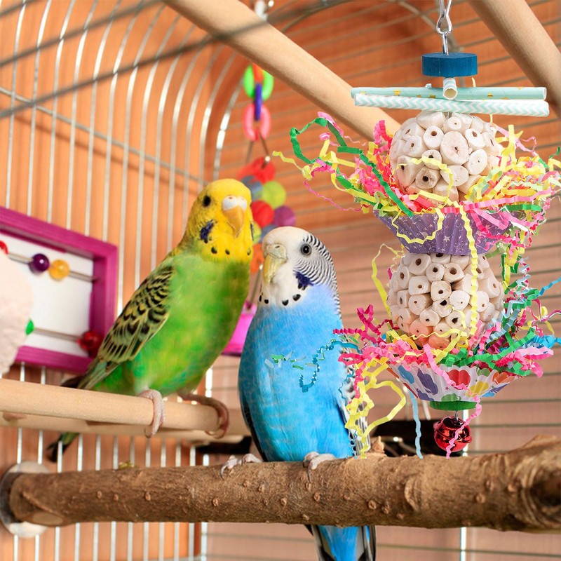 Conure Toys, Bird Hanging Foraging Shredder Toys, Soft Beak Chew