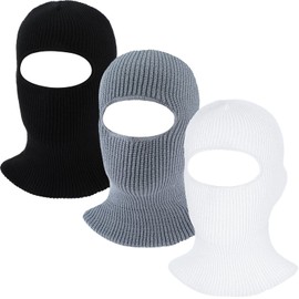 3 Pieces Knitted Full Face Cover Knit Winter Ski Balaclava Ski Mask Beanie Black Gray White Winter Face Mask One Hole Winter Headwear for Men Women Cold Weather Protection