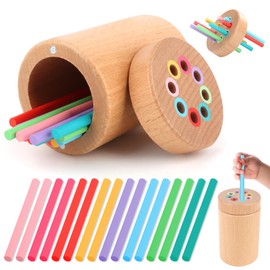 Montessori Toy from 1 2 3 Years, Wooden Toy Sensory Toy, Colours Learning Wooden Toy, Motor Skills Toy from 1 Year Educational Toy Gift for Toddlers, Wooden Sorting & Stacking Toy