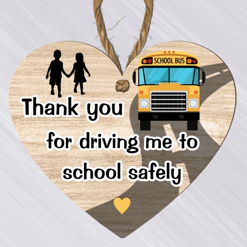 Thank You School Bus Driver Heart Plaque - Gift from