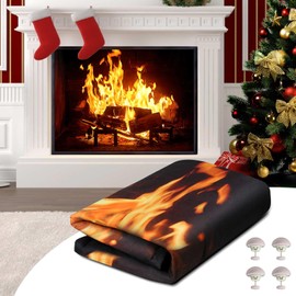 CADARA CADARA Magnetic Fireplace Draft Cover, Fireplace Blocker Blanket Stops Heat Loss, Adjustable Fireplace Draft Stopper with 12 Magnets, Fireplace Blanket for Indoor Iron Fireplace Frame 39" W x 32" H