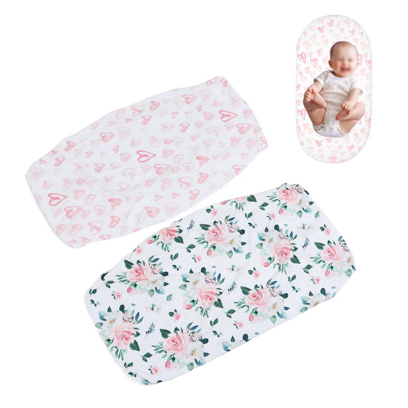 2Pcs Bassinet Sheet Polyester Cotton Breathable Elastic Bassinet Pad Mattress