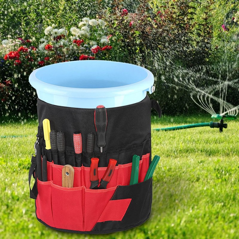 Nimomo Garten-Eimer-Werkzeugtasche, Vielseitig Einsetzbar, 42 Taschen, Garten-Eimer-Tasche, Organizer, Gartengeräte-Halter für