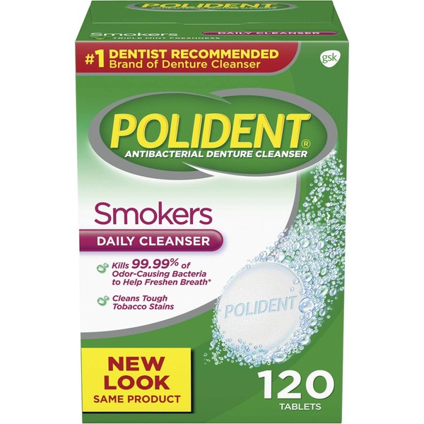Polident Smokers Denture Cleanser Tablets, 120 Count