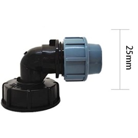 TOP-VIGOR IBC Tank Adapter s60x6 Thread Connector for Mdpe Water Pipe Fitting Elbow Outlet 25mm