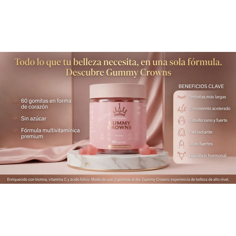 Vitaminas Para Cabello Gummy Crowns 60 Gomitas Forma Corazón