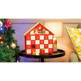 Wooden Advent Calender with 24 individual Drawers and Lights