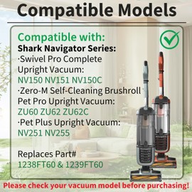 Unikstone 6 Foam Filter + 2 Hepa Filter Compatible with Shark ZU62 ZU60 NV255 NV150 NV251 NV151 Navigator Rotator Pet Pro Upright Vacuum Part 1238FT60 1239FT60