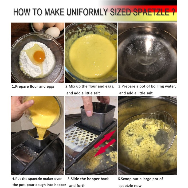 Premium Grade Stainless Steel Spaetzle Maker, Timesaver Homemade Traditional German
