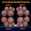Mixiflor 20 Pcs 5 Sizes 60/80/120/240 Grits Abrasive Flap Wheel