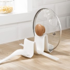 Norhogo Spoon Rest Kitchen Wave Pot Lid Holder Creative Colourful Shelf Spoon Shelf Kitchen for Lid and Spoon, Pot Lid Holder, Pot Lid Organiser Plastic, Wave Shape White